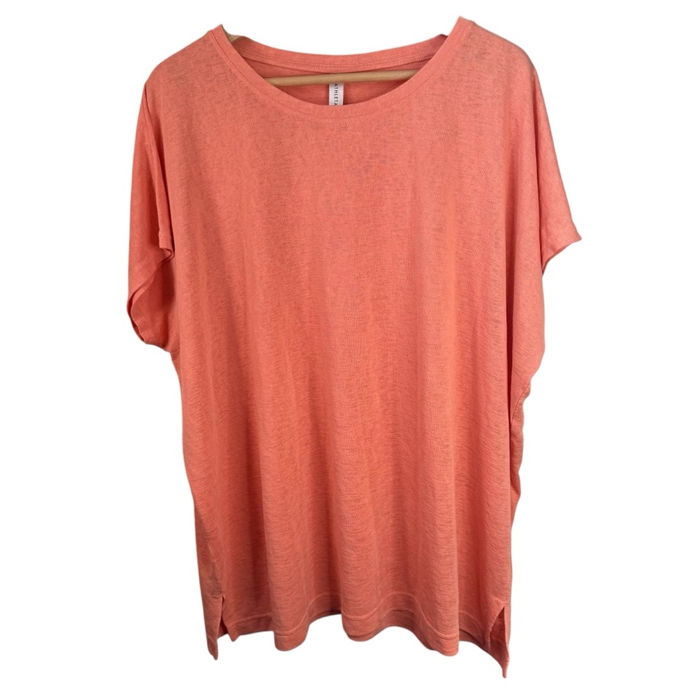 Athleta Island Coral Release Tee XL Orange Short Sleeve Shirt Workout Colorful
